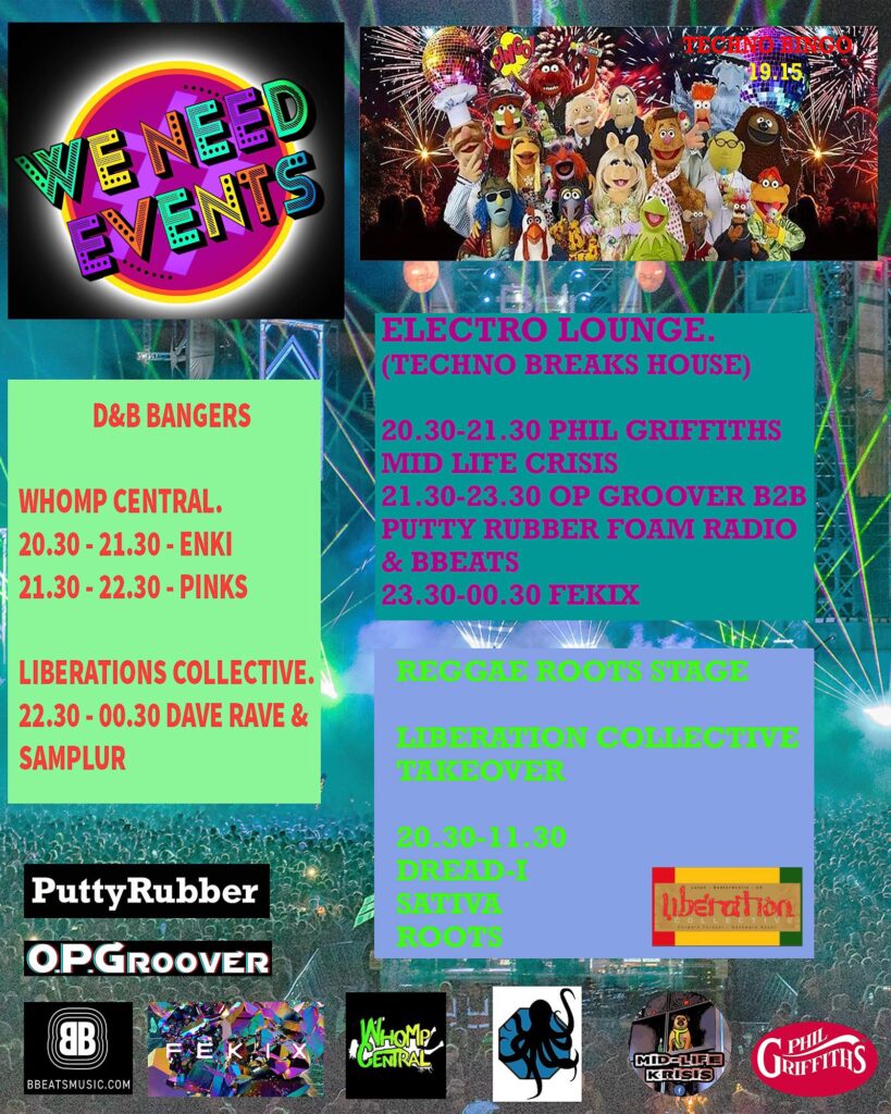 We Need Events launch line-up poster