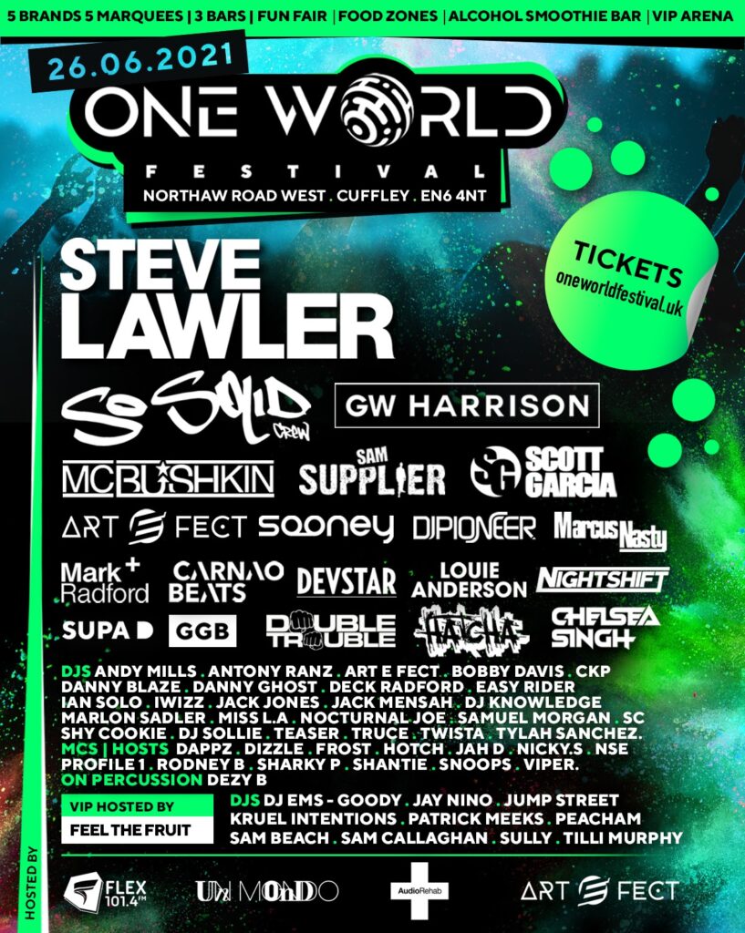 One World Festival line-up poster