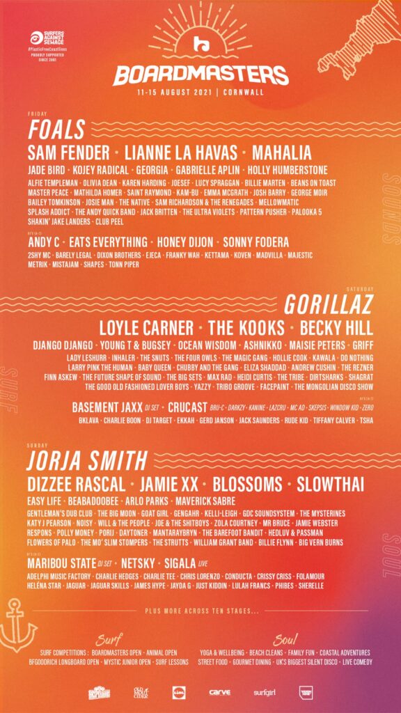 BM21 Second Wave 03.06.21 Boardmasters 2021 line-up poster