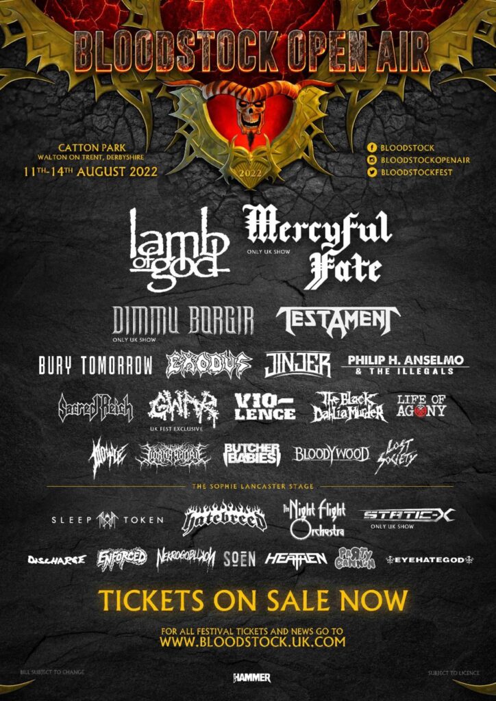 Bloodstock 2022 latest line up poster Bloodstock 2022 latest line up poster