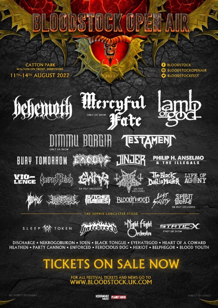 Bloodstock 2022 latest line up poster Bloodstock 2022 latest line-up poster