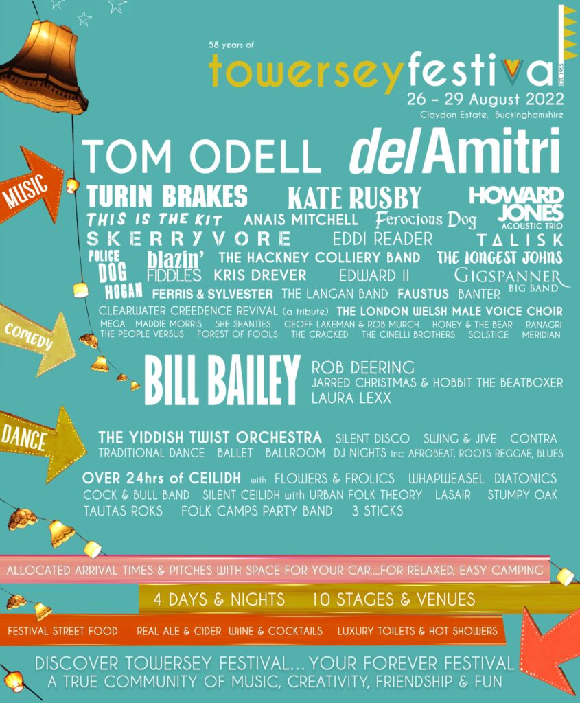 towersey festival 2022 line up poster towersey festival 2022 line up poster
