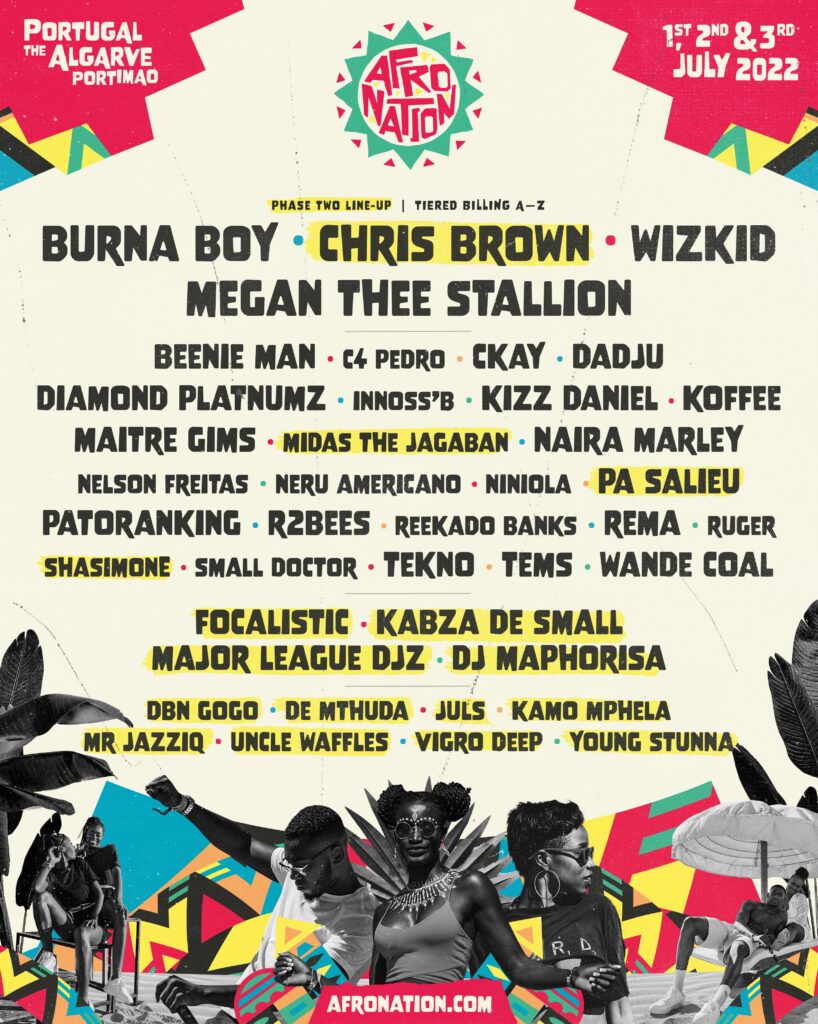 Afro Nation 2022 phase two line up poster Afro Nation 2022 phase two line up poster