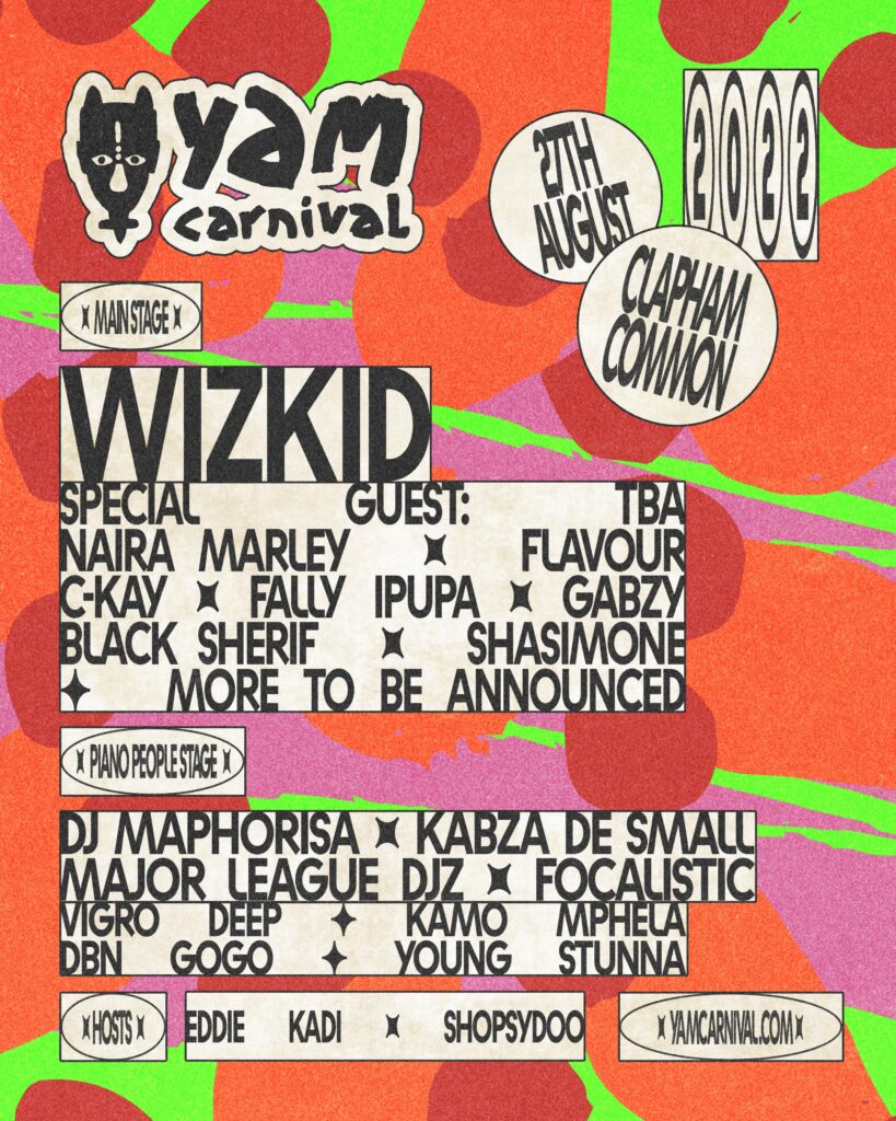 Yam Carnival 2022 line up poster Yam Carnival 2022 line up poster