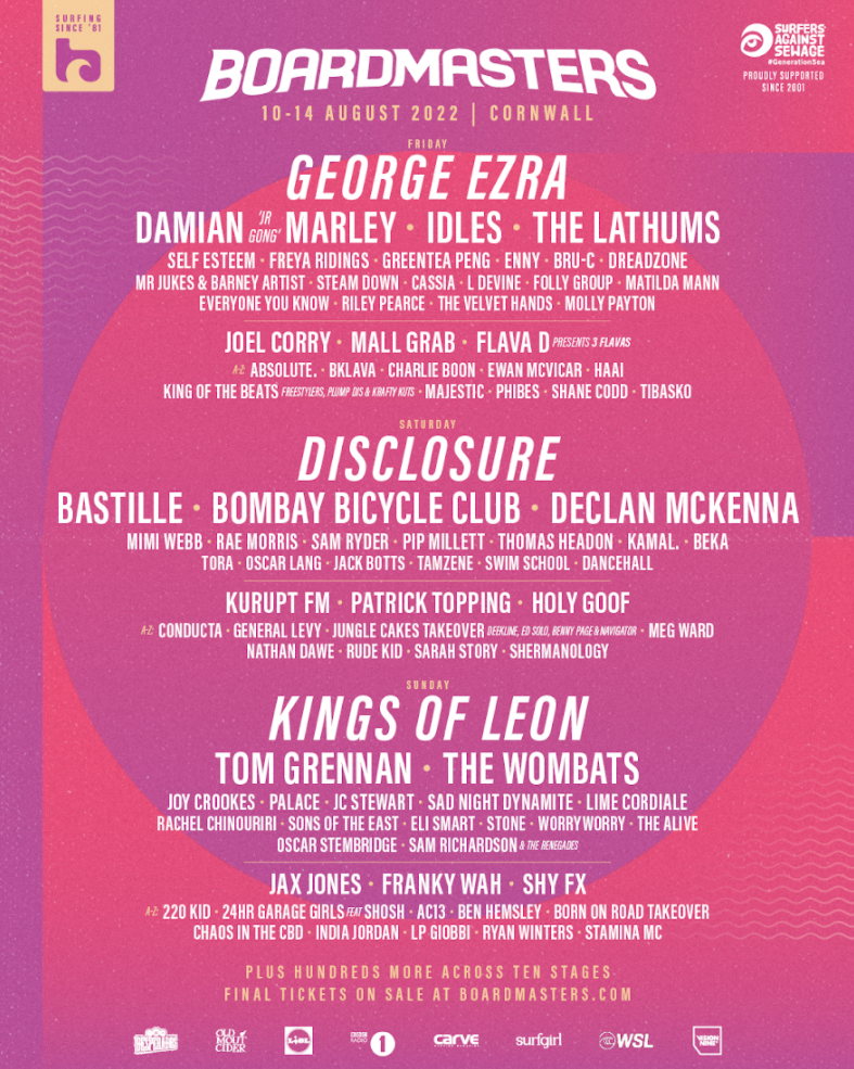Boardmasters 2022 new line up poster Boardmasters 2022 new line up poster