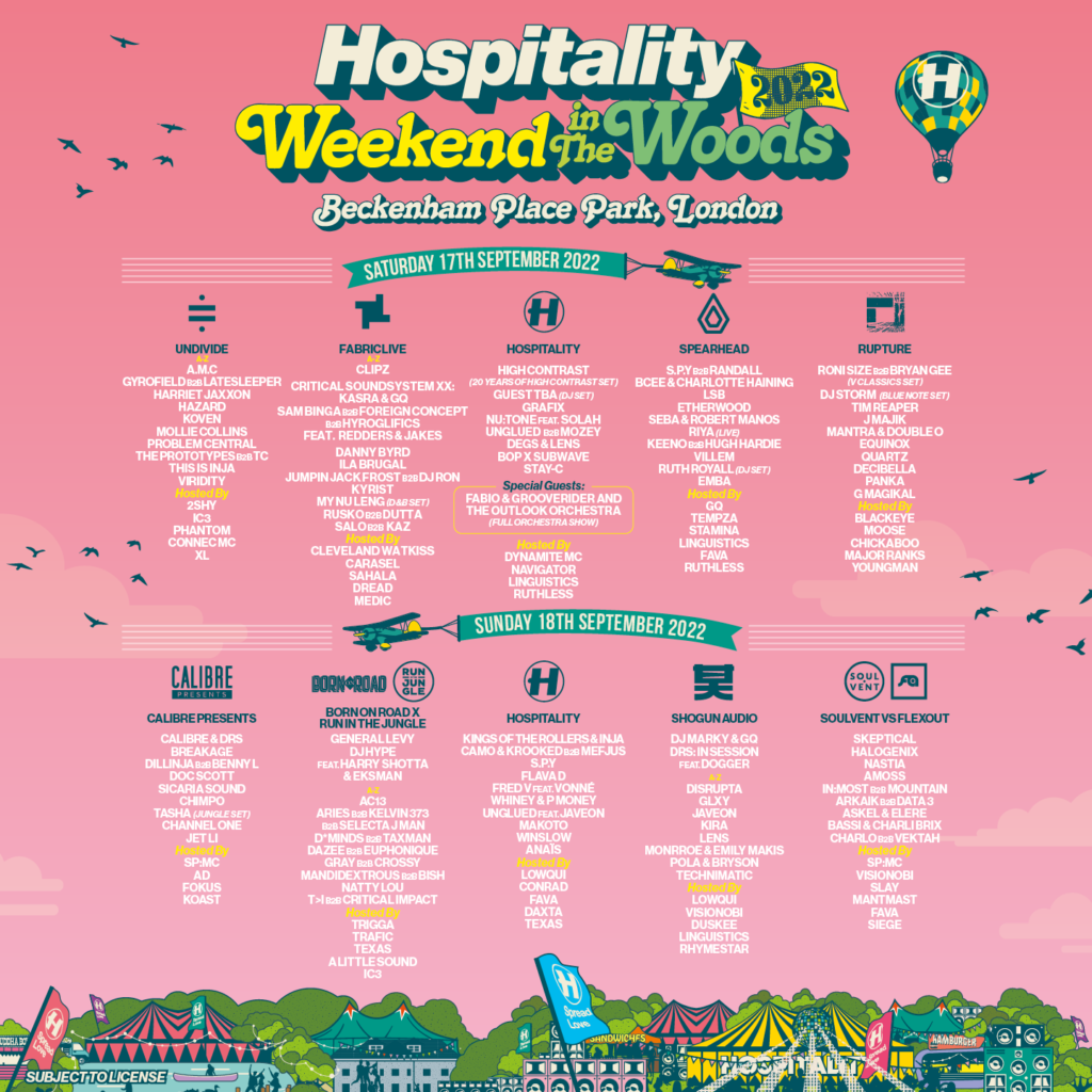 Hospitality in the Woods 2022 line up poster Hospitality in the Woods 2022 line up poster