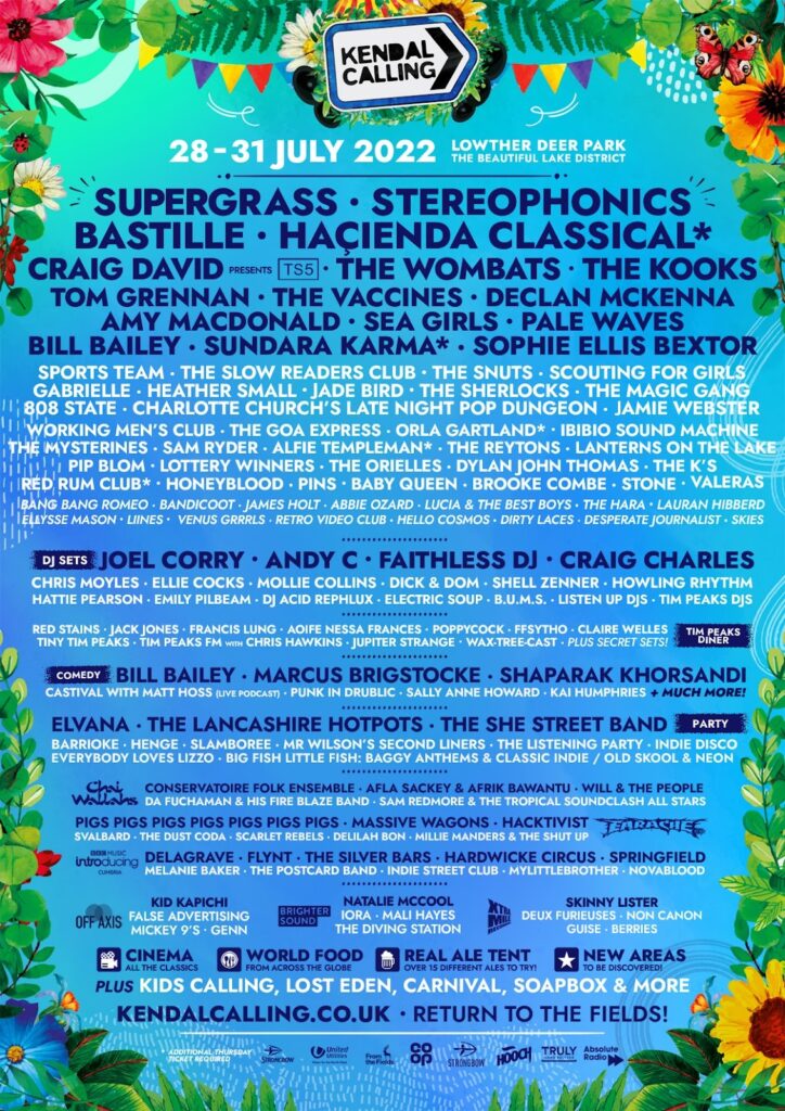 Kendal Calling 2022 line up poster Kendal Calling 2022 line up poster