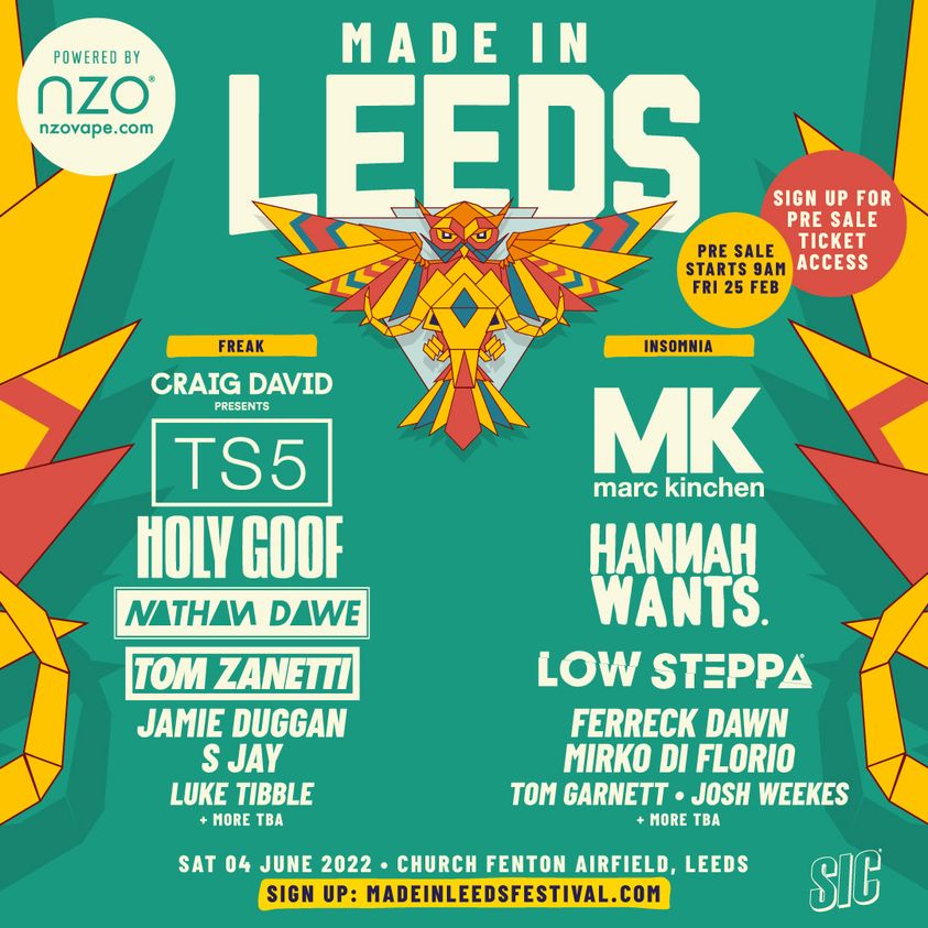 Made in Leeds 2022 line up poster Made in Leeds 2022 line up poster