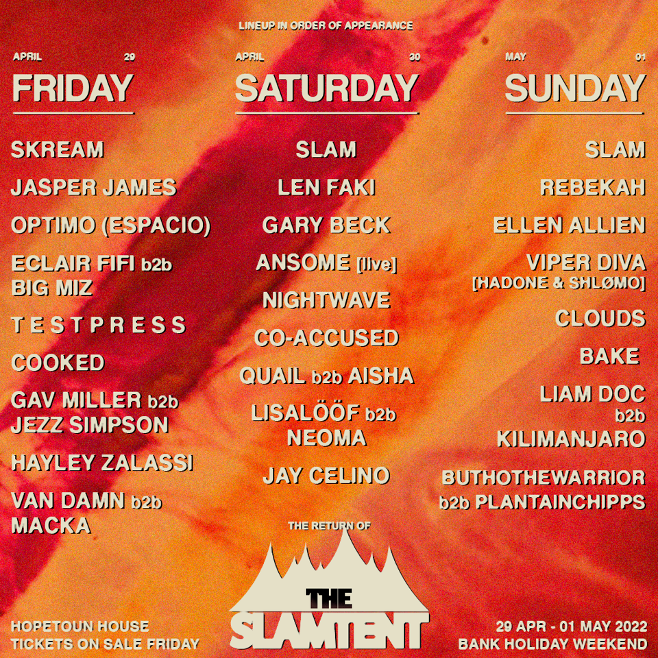 Slam Tent line up poster Slam Tent line up poster