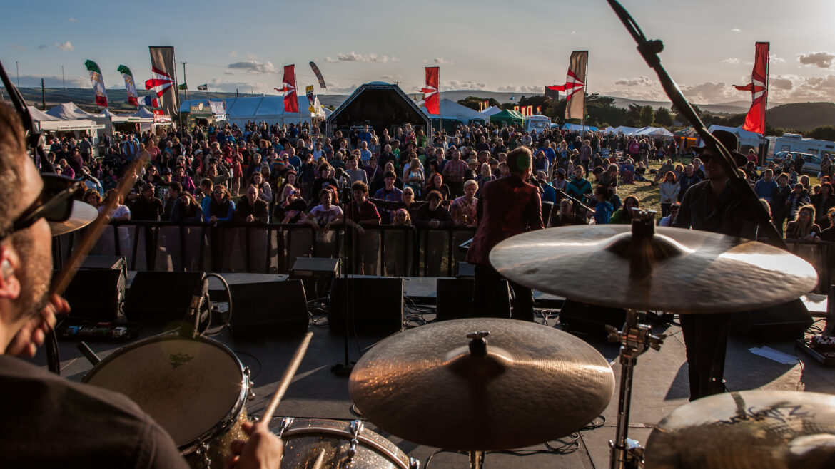 Watchet Festival main stage crowd drums