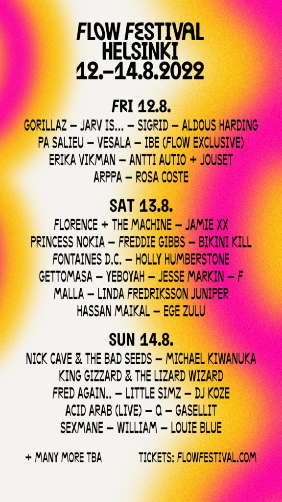 Flow Festival 2022 line up poster