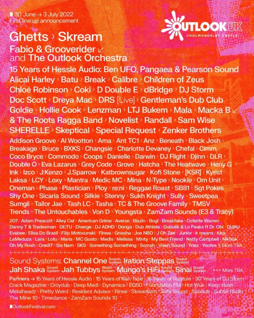 Outlook UK line up poster Outlook UK line up poster