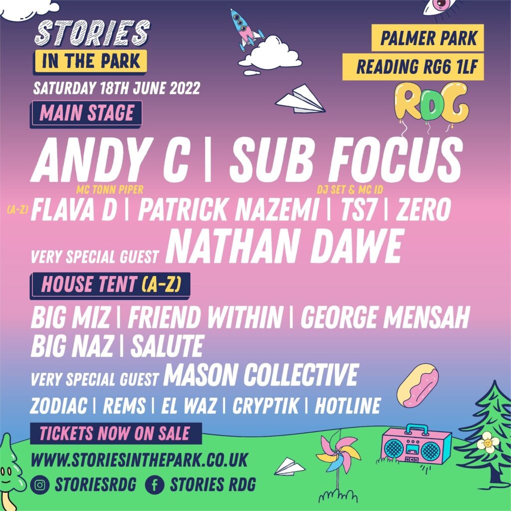 Stories in the Park Reading 2022 line up poster