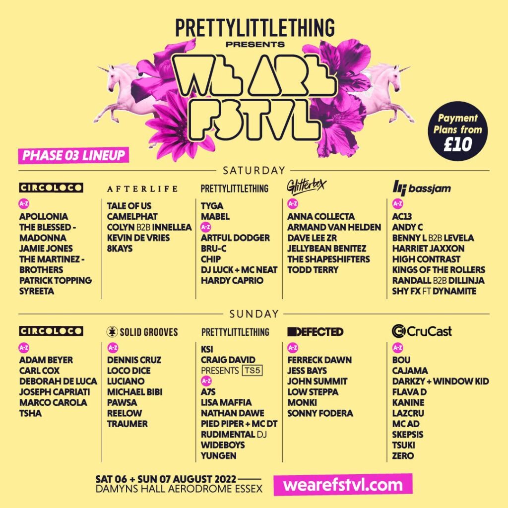 We Are FSTVL 2022 line up poster