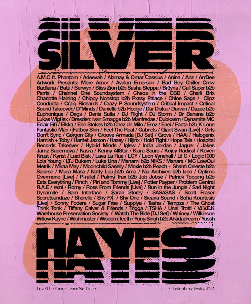 Glastonbury 2022 Silver Hayes line up poster Glastonbury 2022 Silver Hayes line up poster