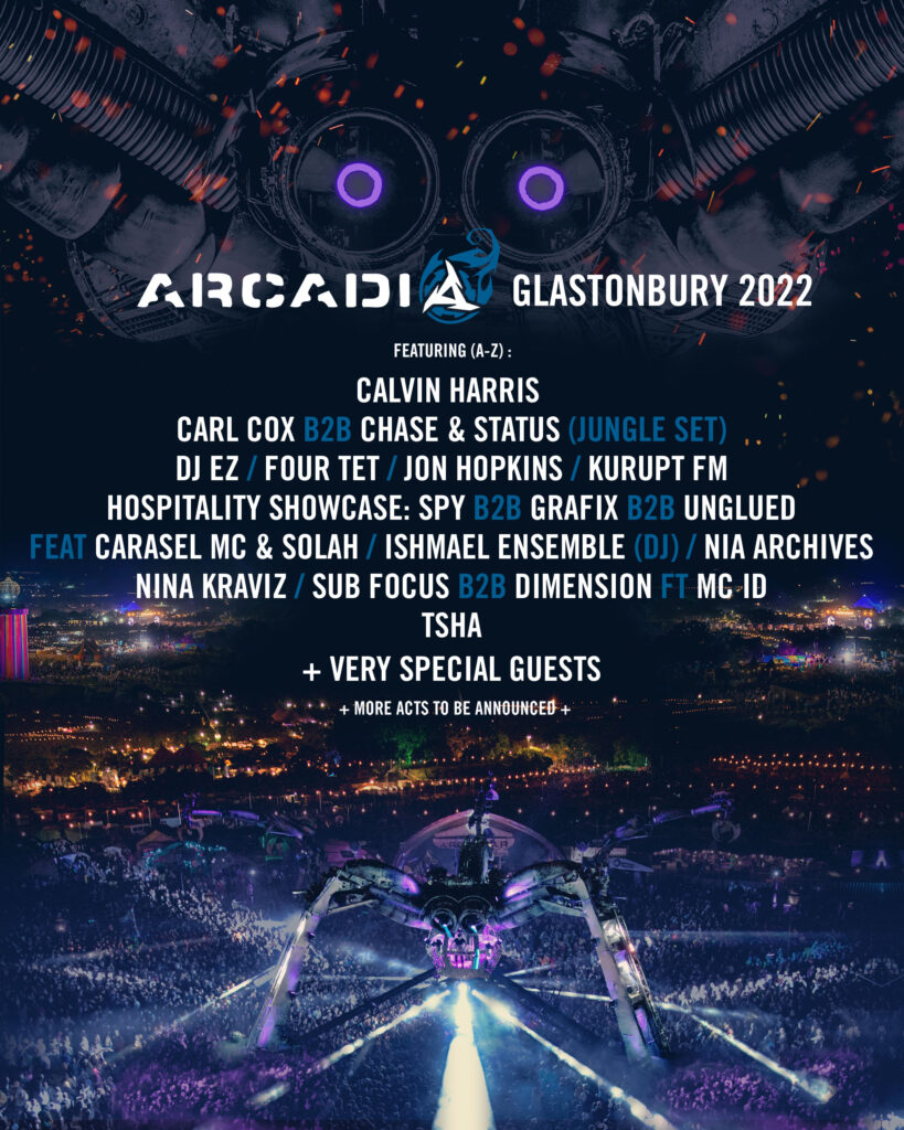 Glastonbury Arcadia 2022 line up poster