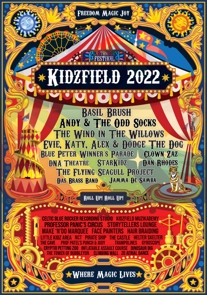 Kidzfield Line Up Poster 2022 Release Version Glastonbury 2022 KidzField line-up poster