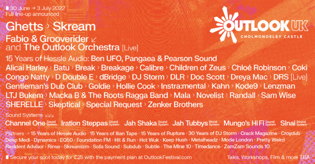 Outlook uk latest line up poster Outlook latest line-up poster
