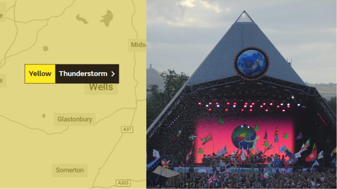 Glastonbury thunderstorm warning