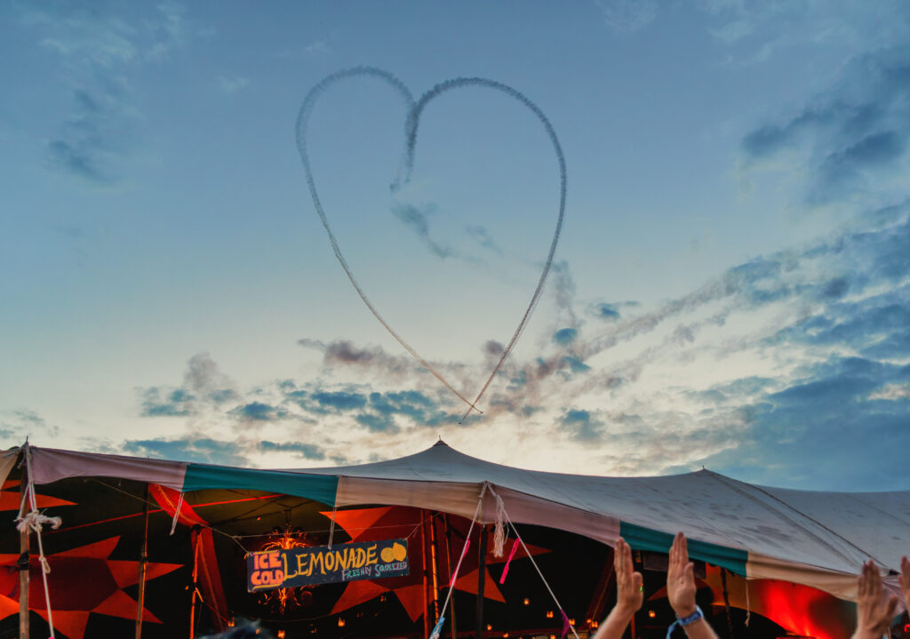 Secret Garden Party heart skywriting