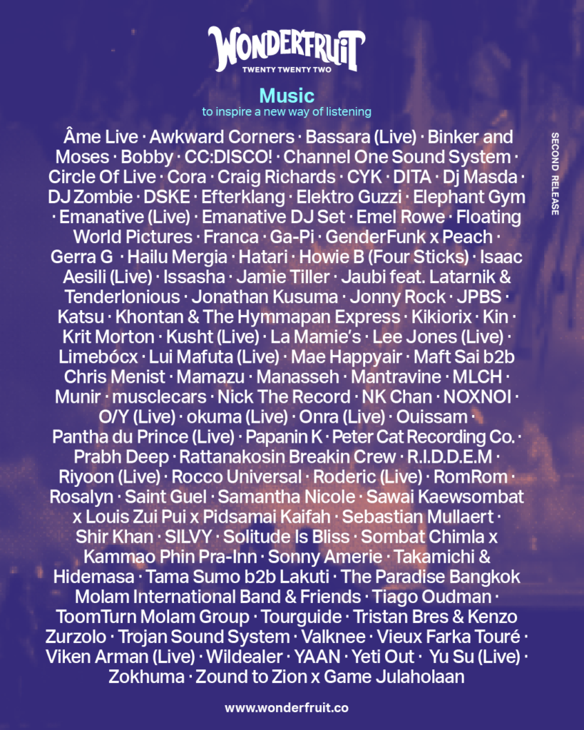 Wonderfruit 2022 2nd release Music Wonderfruit 2022 line-up poster