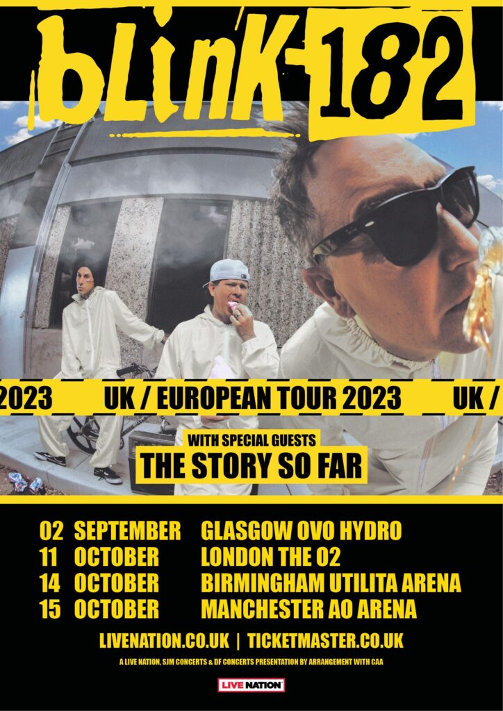 Blink 182 UK 2023 tour poster