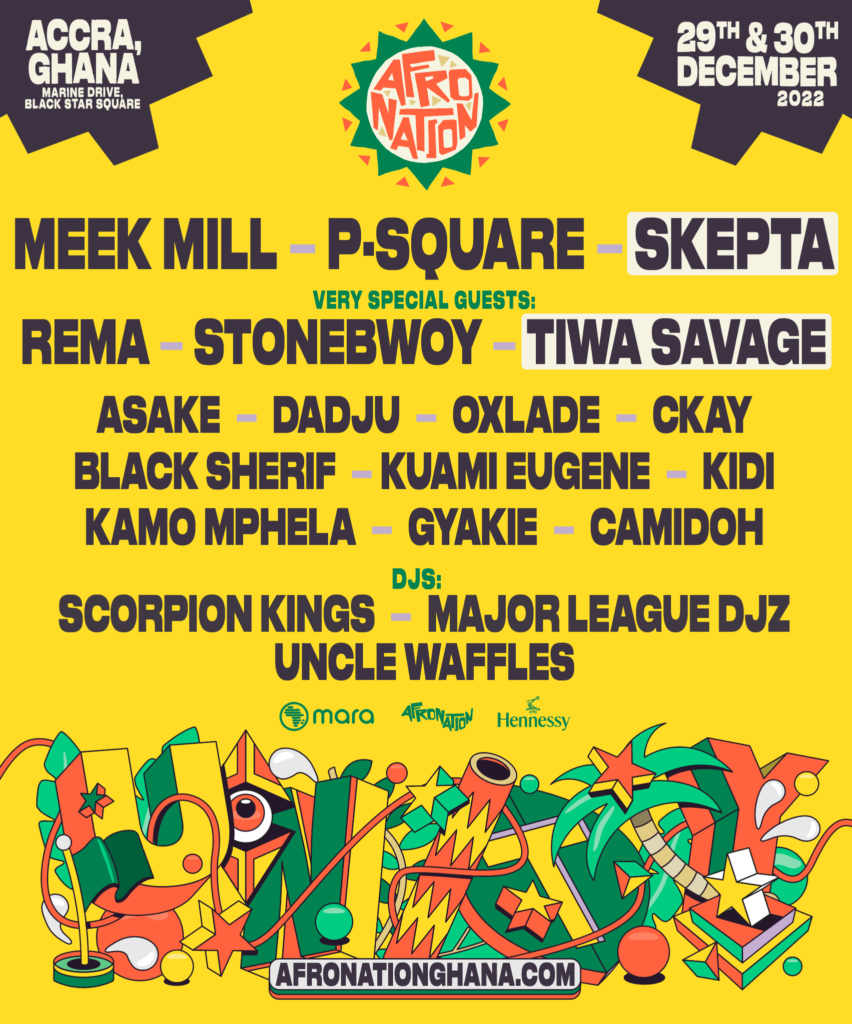Afro Nation Ghana 2022 line up poster