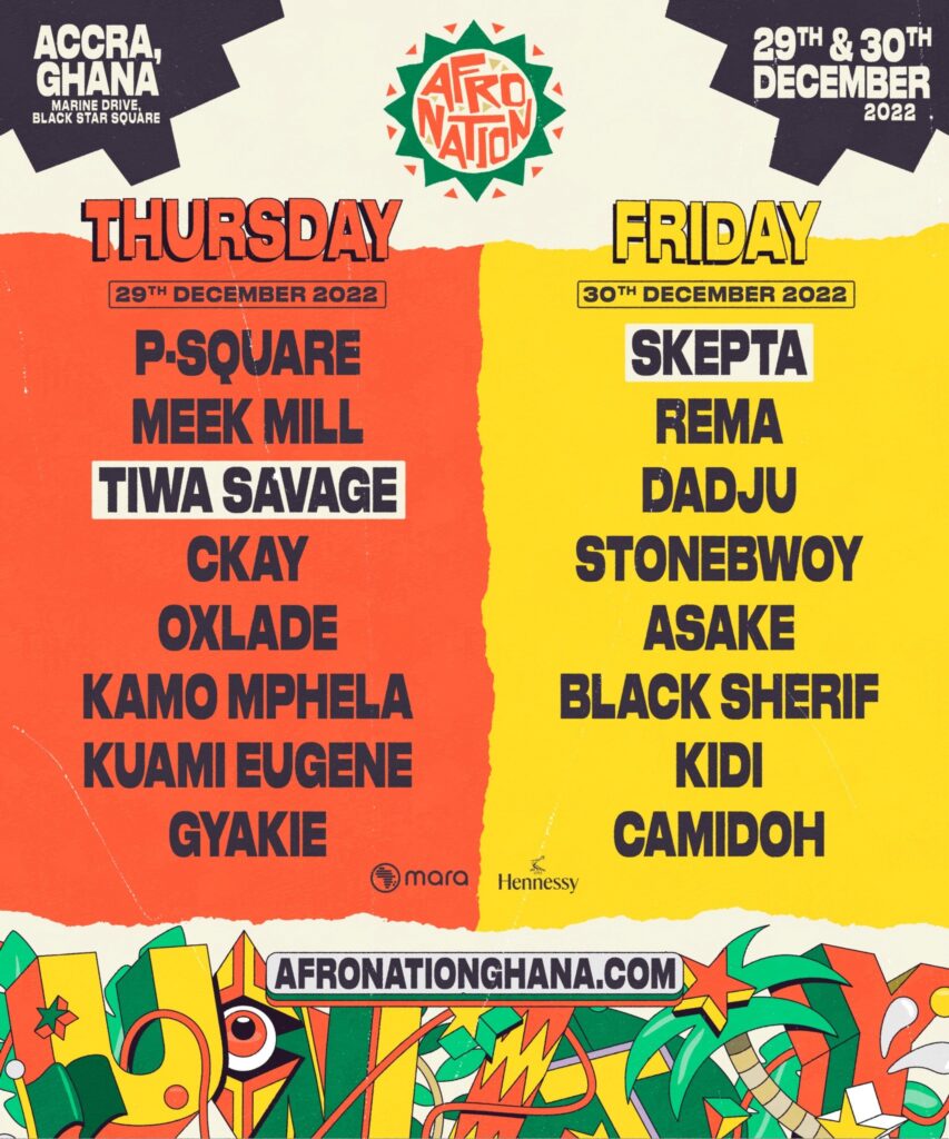 Afro Nation Ghana line up poster