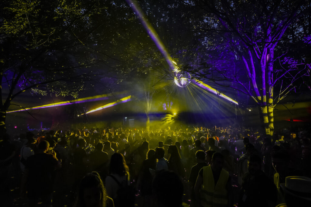 Bilbao BBK Live mirror ball lights