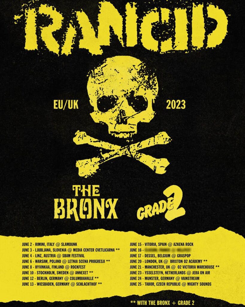 Rancid 2023 tour poster UK europe Rancid 2023 tour poster UK europe