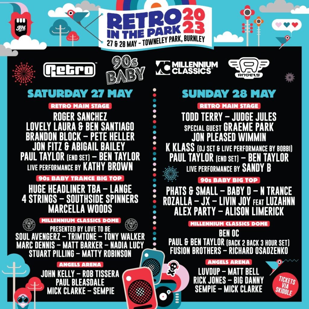 Retro in the Park Burnley 2023 line up poster Retro in the Park Burnley 2023 line-up poster