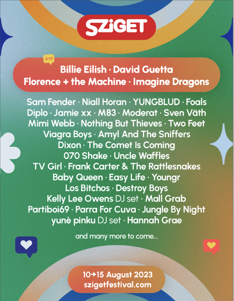 Sziget 2023 line-up poster