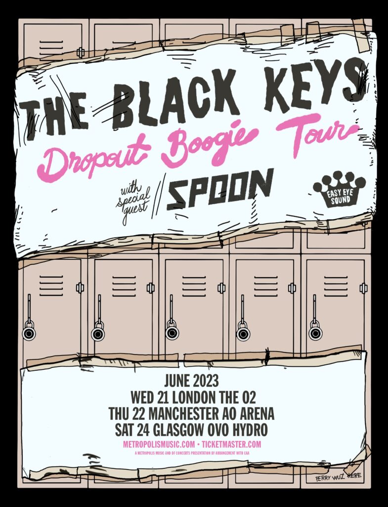 The Black Keys 2023 tour poster UK