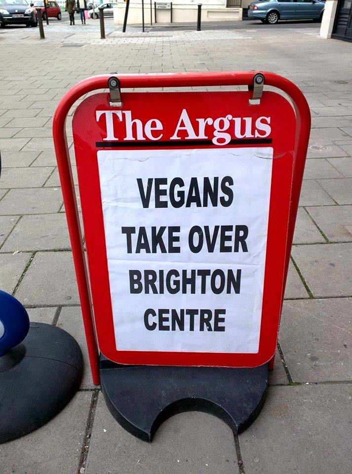 Vegfest Brighton news headline board
