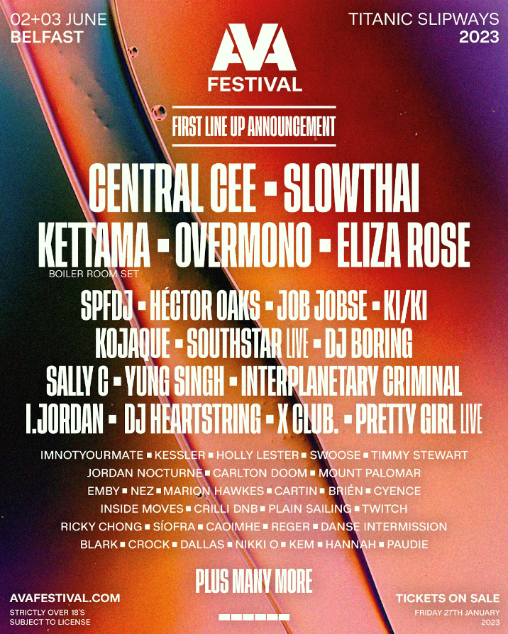 AVA Belfast 2023 line up poster AVA Belfast 2023 line-up poster