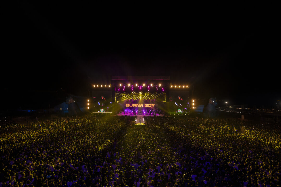 Burna Boy performing at Afro Nation Portugal, Portimao. 3rd July 2022, main stage (1)