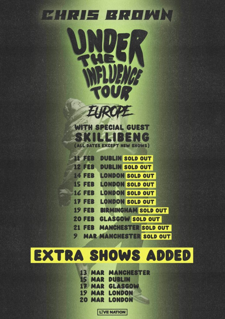 Chris Brown latest line up poster London Chris Brown latest line up poster London