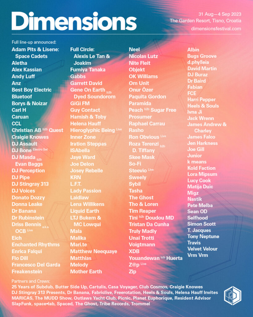 Dimensions 2023 line up poster Dimensions 2023 line-up poster