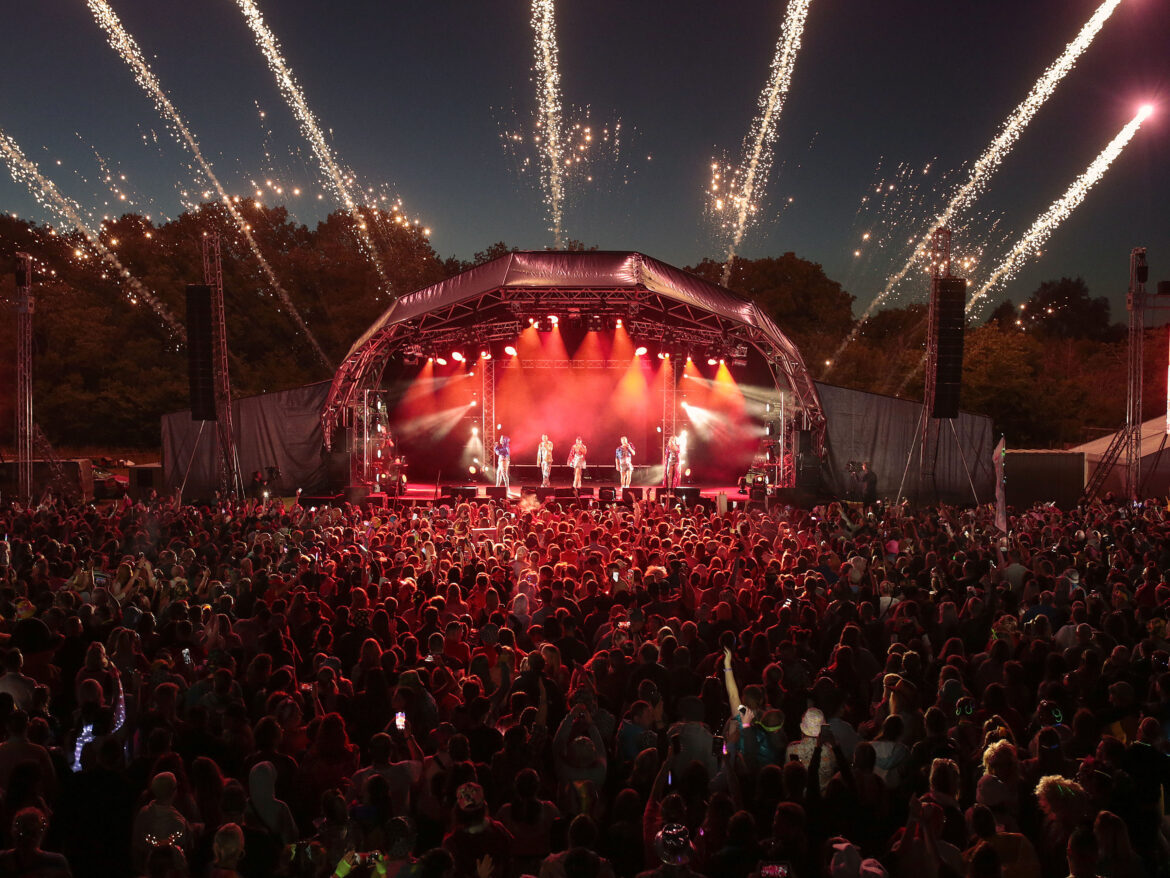 Steps playing on the Back 2 Festival main stage with fireworks