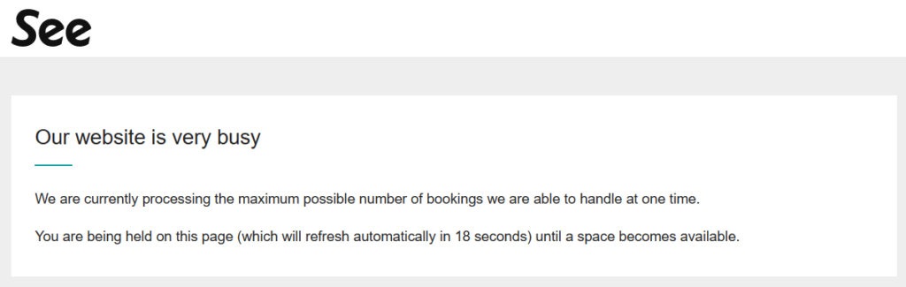Seetickets errro See Tickets error message