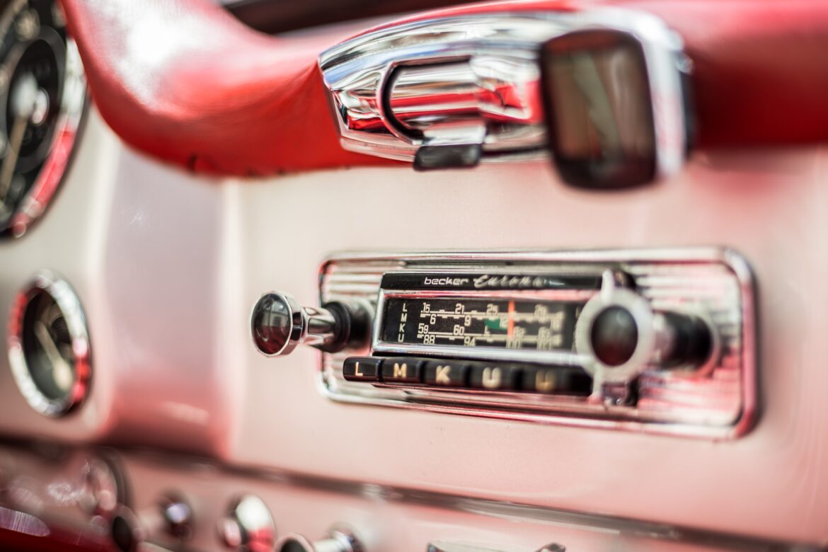 Driving playlist retro car stereo