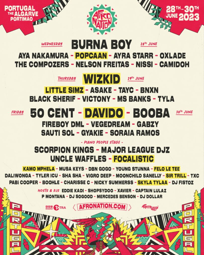Afro Nation Portugal latest line up poster Afro Nation Portugal 2023 line-up poster