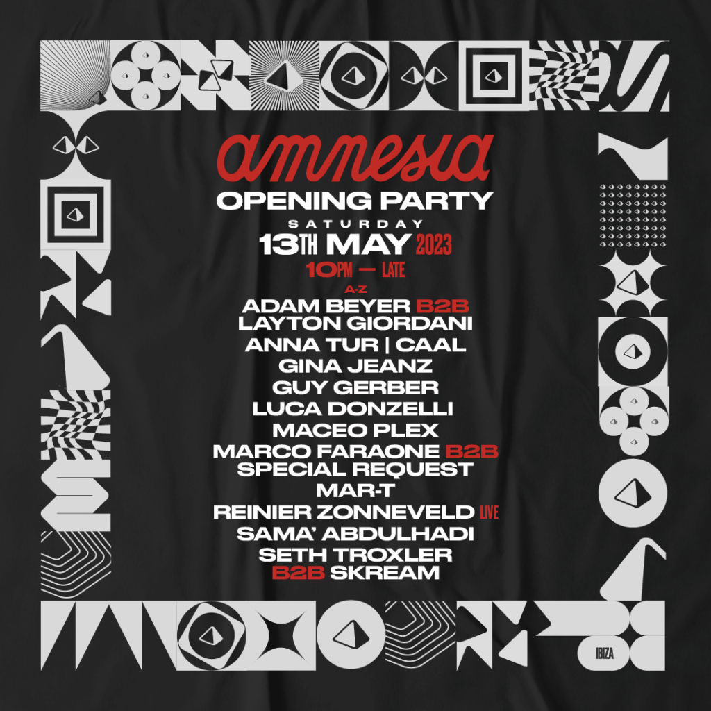 Amnesia 13th May line up poster Amnesia 13th May line-up poster