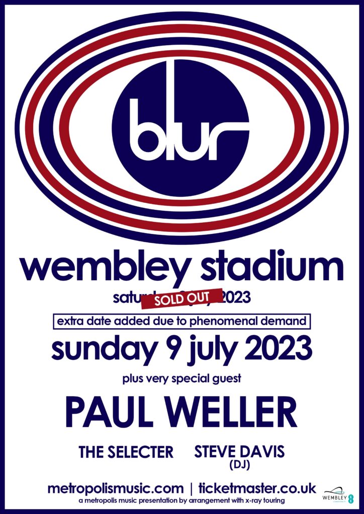 Blur Wembley July new poster Blur Wembley July 2023 new poster