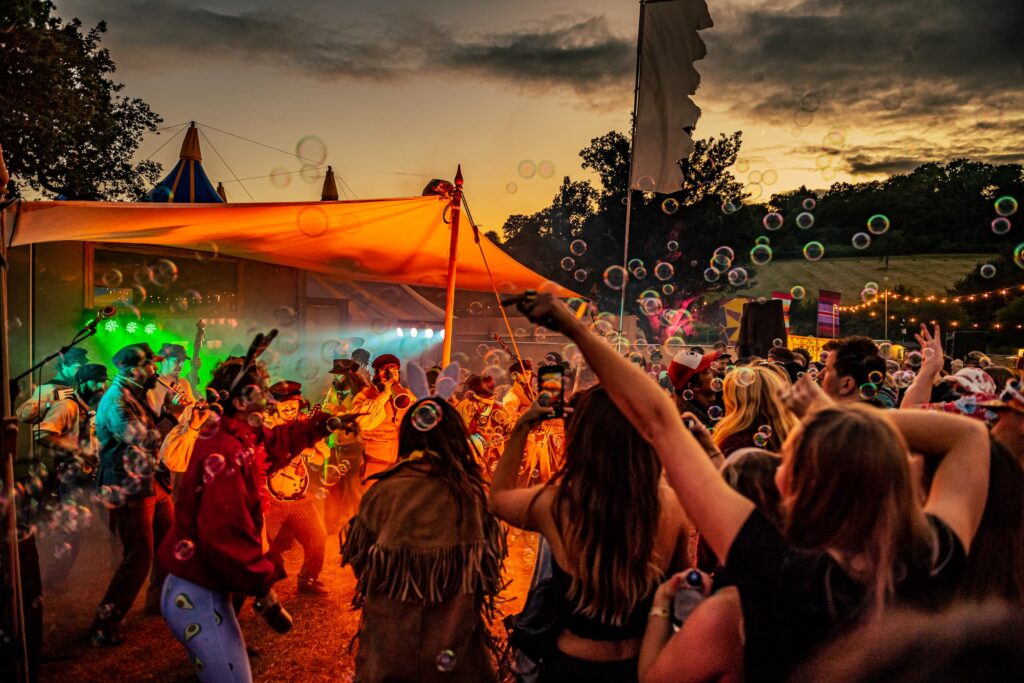El Dorado people dancing with bubbles