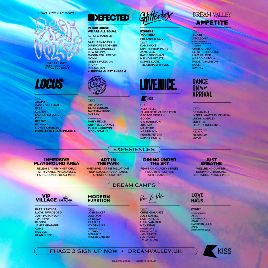 DV23 11 STAGE LINEUP DISCO DISCO P3 SIGN UP SQ Dream Valley 2023 line-up poster