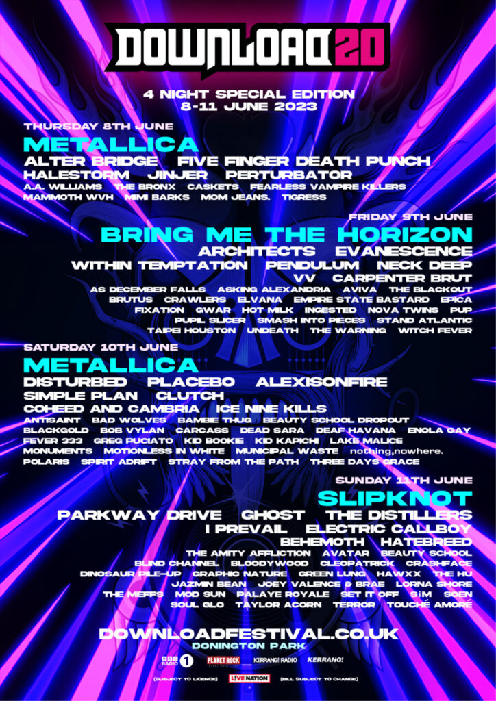 Download Festival 2023 latest line-up poster day splits