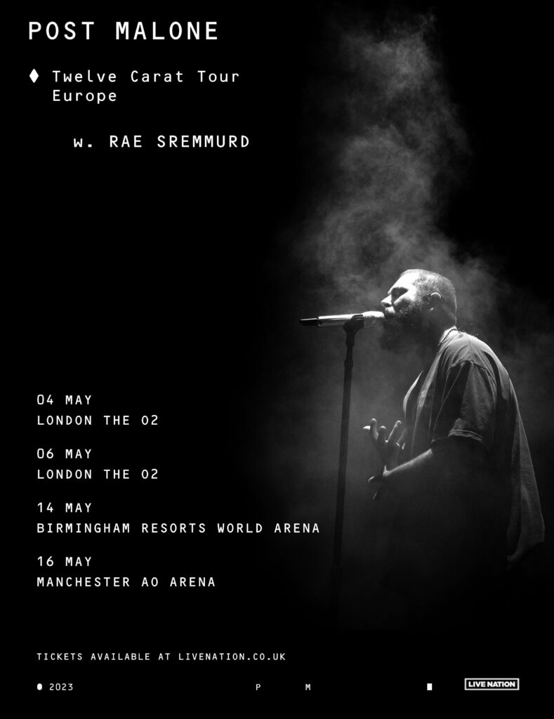 Post Malone tour poster UK May 2023