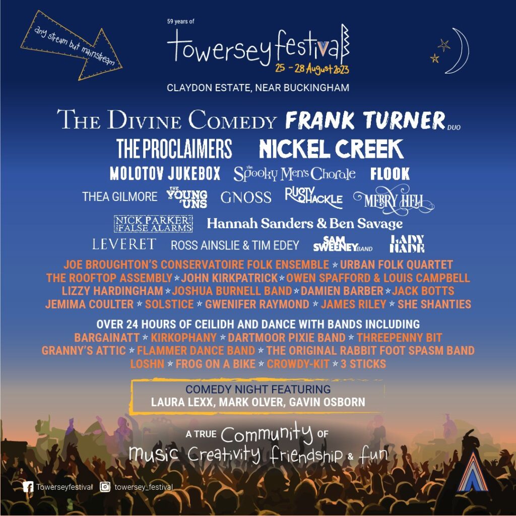 Towersey Festival latest line up poster Towersey Festival 2023 latest line-up poster