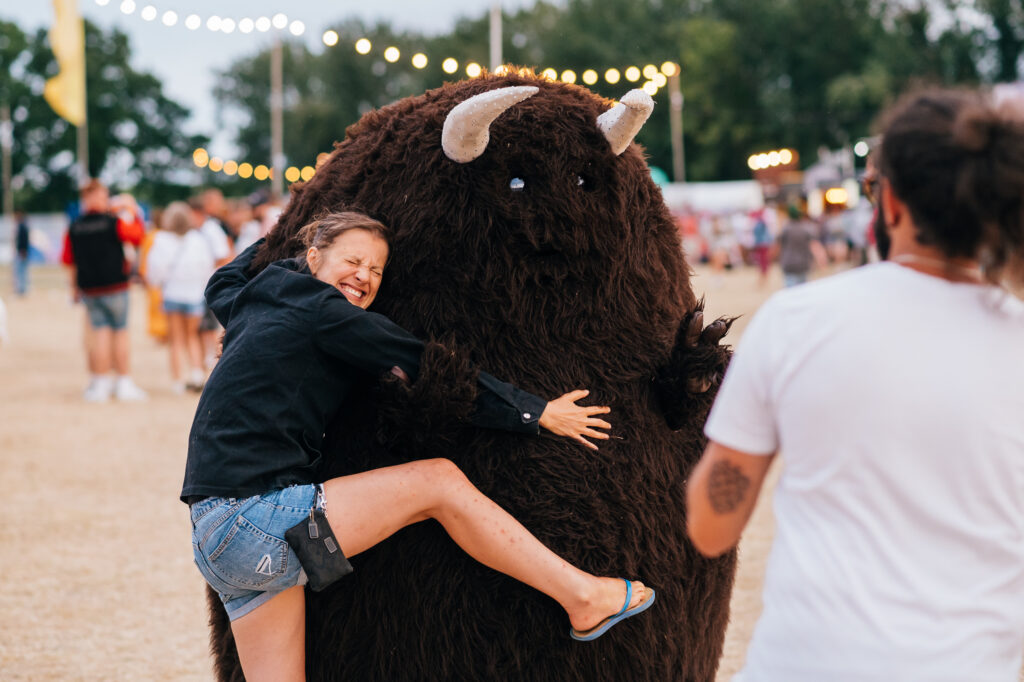 Truck Festival mascot hug